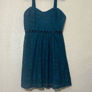 Xhilaration XL Teal Lacy Dress w/ Small Abdominal Cutouts